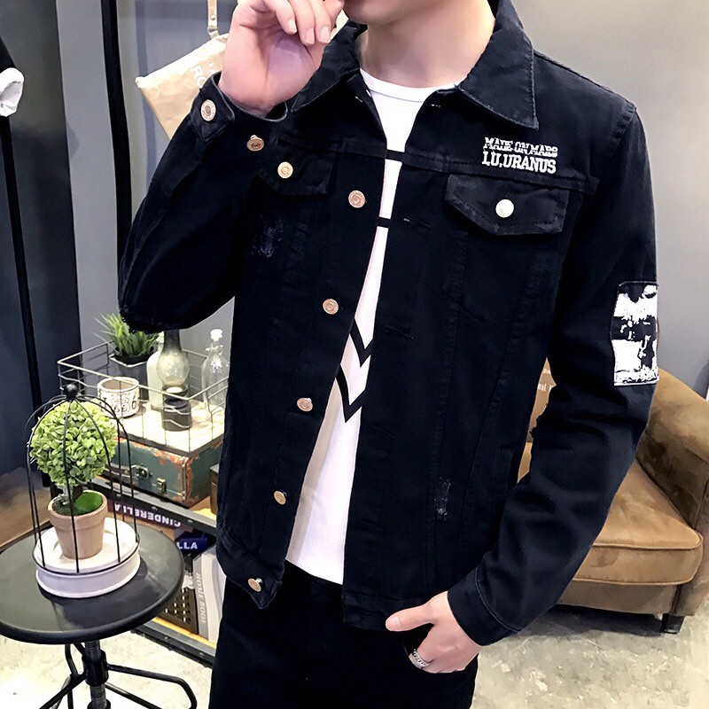áO Khoác Jean Nam phong cách ÁO Bò Nam Jeans Đen và xám | BigBuy360 - bigbuy360.vn
