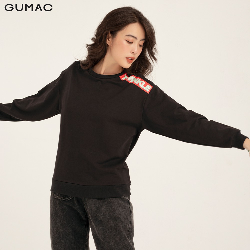 [Mã WABRGUM giảm 10% tối đa 30K đơn 99K] Áo Sweater nữ in vai GUMAC tay dài năng động, trẻ trung ATB1140