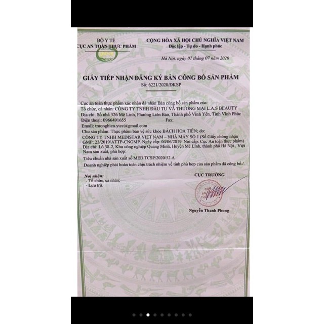 Bách hoa tiên cốm uống đẹp da Las beauty