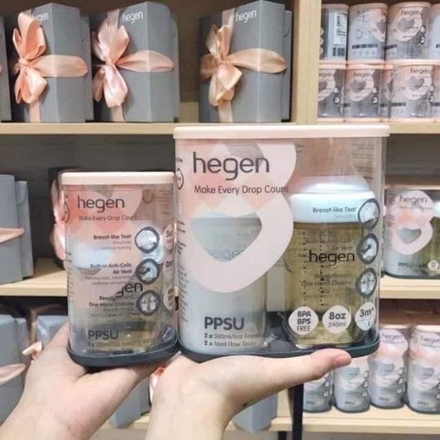 Bình sữa Hegen 60ml 150ml 240ml 330ml núm 1 2 3 Y chính hãng tại Hà Nội, Bình hegen chính hãng có tem