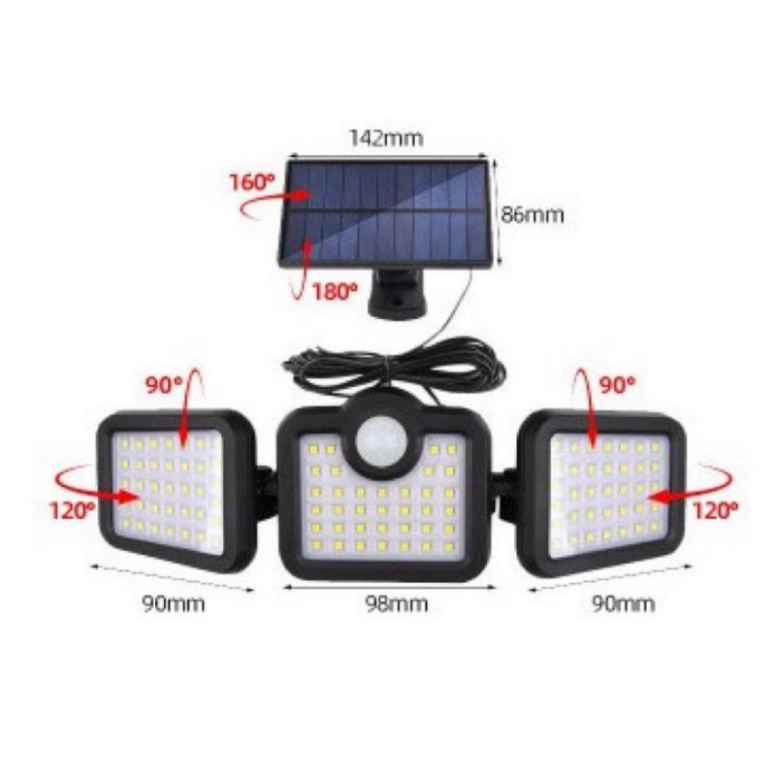 Đèn Năng Lượng Mặt Trời Với 3 Bóng 74 Led Có Cảm Biến Chuyển ĐộngFREESHIPĐèn Led 3 Bóng