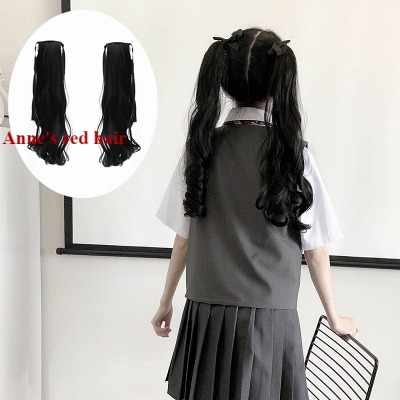 Bộ tóc giả dài xoăn đuôi ngựa phong cách lolita Nhật Bản dễ thương cho nữ