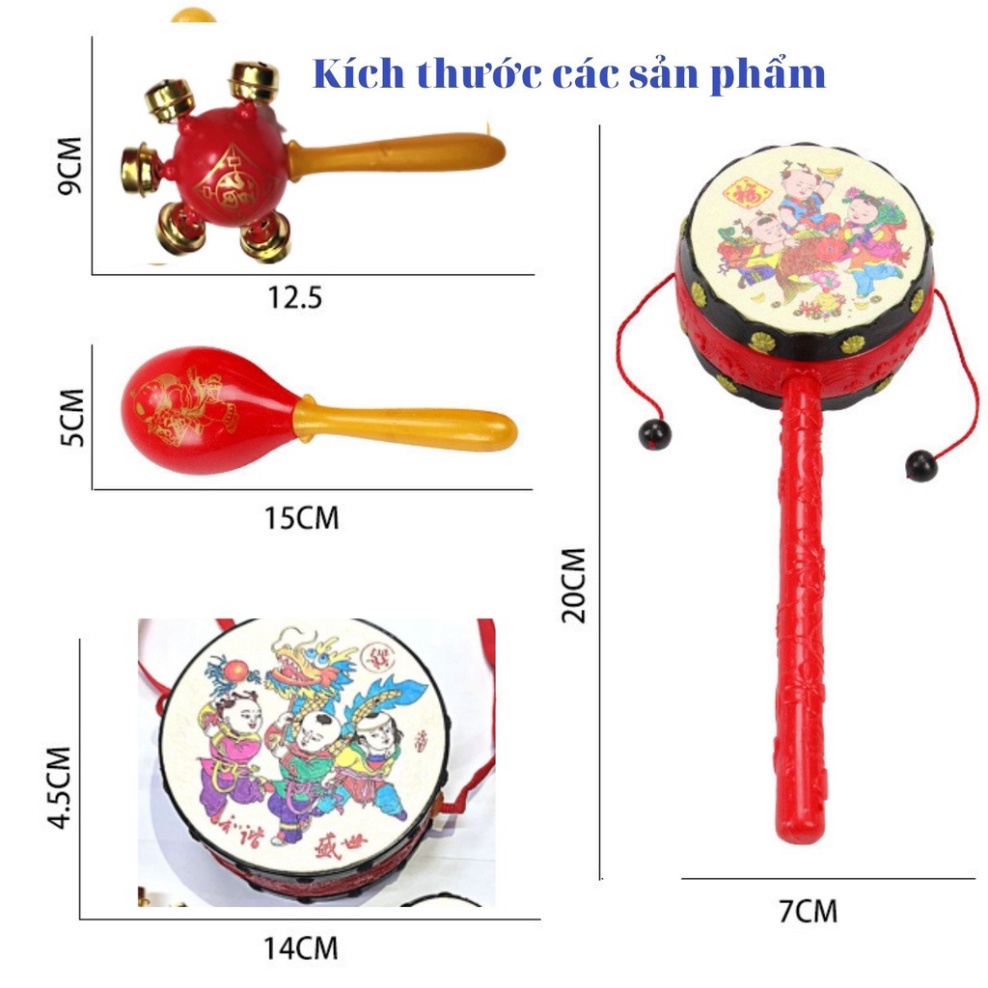 Đồ chơi Bộ trống gõ trống lắc lục lạc và xúc xắc cho bé yêu chơi hằng ngày đặc biệt dành cho lễ trung thu TRITUEVIET