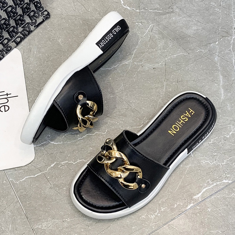 Dép quai ngang IELGY đế bằng mũi tròn thời trang đi biển cho nữ