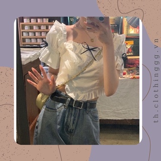 Áo croptop cộc tay bánh bèo