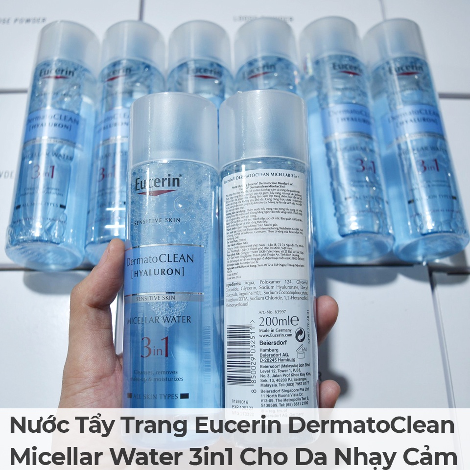 ✅ Nước Tẩy Trang 3in1 Eucerin DermatoCLEAN [Hyaluron] Micellar Water Cho Da Nhạy Cảm 200ml-400ml