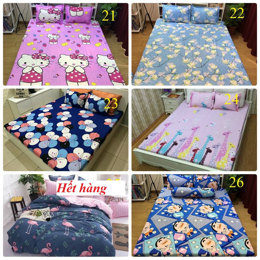 Bộ ga gối poly cotton m6 hoặc m8 mẫu hoa hồng cốm