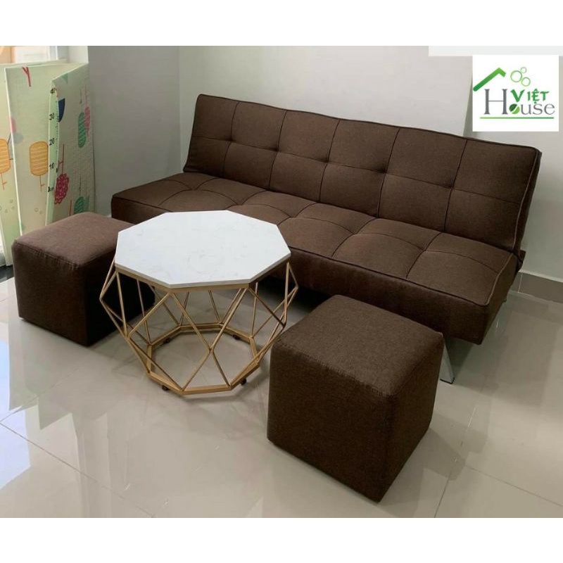 Bộ Sofa bed + 2 đôn + 1 bàn trà mặt đá (Freeship nt HCM, DA, BH)