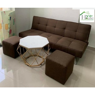 Bộ sofa bed + 2 đôn + 1 bàn trà mặt đá