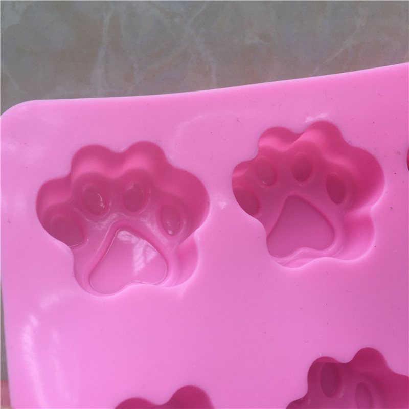 Bộ 10 Khuôn Silicone Làm Sô Cô La 2 Màu Hình Dấu Chân Mèo Hoạt Hình