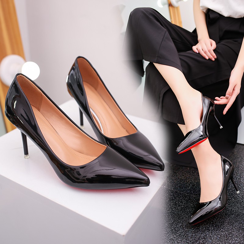 [HÀNG QUẢNG CHÂU] Giày cao gót nữ da bóng gót nhọn - G068
