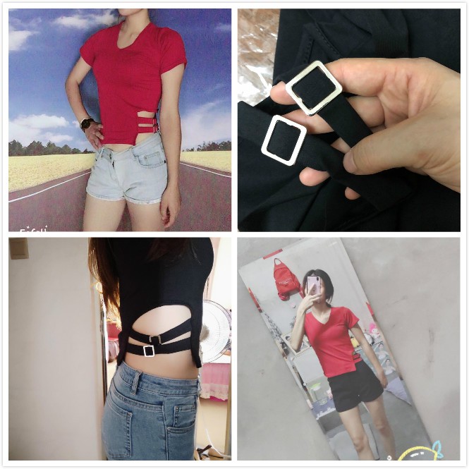 Áo Thun Tay Ngắn Cổ Chữ V Ôm Dáng Quyến Rũ Cho Nữ