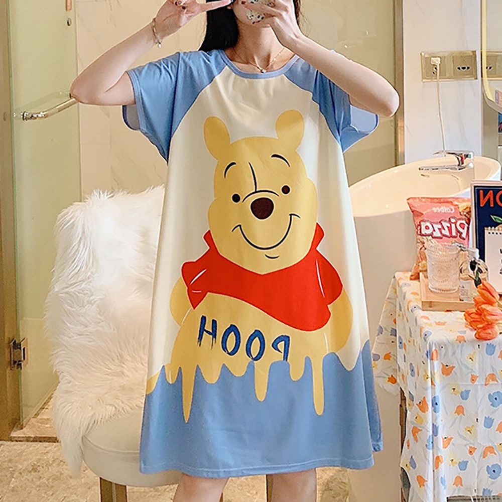 Đầm Ngủ Tay Ngắn Dáng Rộng In Họa Tiết Hoạt Hình Dễ Thương Thời Trang Mùa Hè Cho Nữ | BigBuy360 - bigbuy360.vn