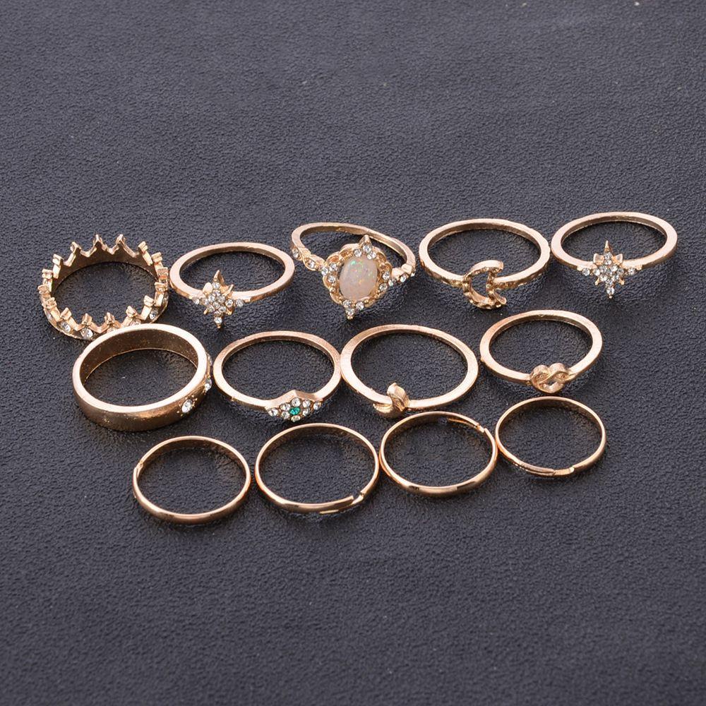 BSUNS Set 13 Nhẫn Đốt Ngón Tay Đính Đá Opal Phong Cách Bohemian