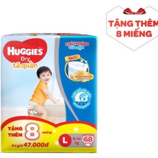 Tã quần huggies L68+8 chính hãng