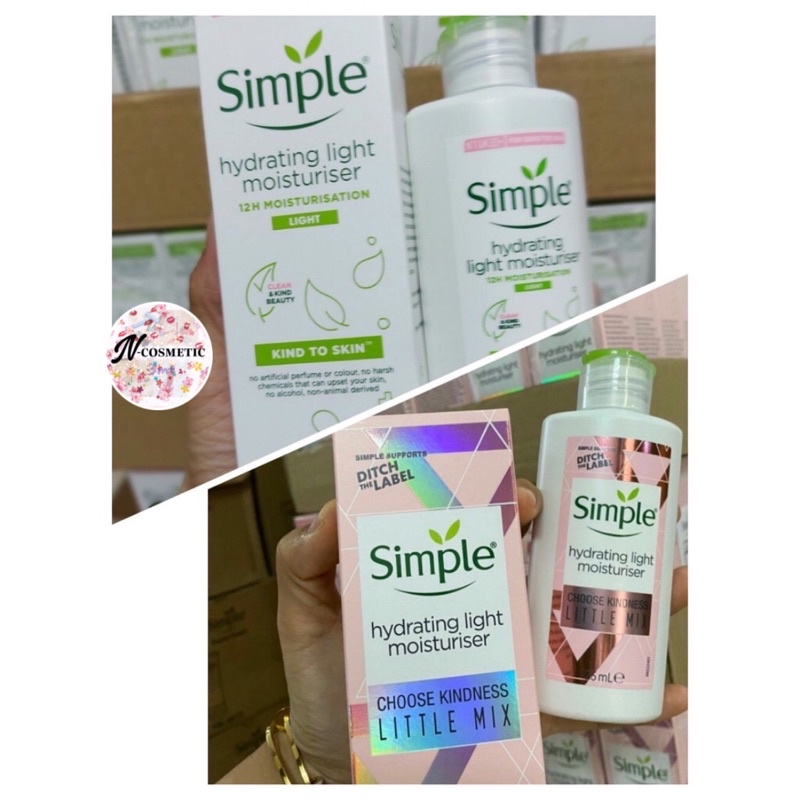 Kem Dưỡng Ẩm Simple Kind To Skin Hydrating Light Moisturiser Cho Da Dầu 125ml (Mẫu mới - vỏ limited)