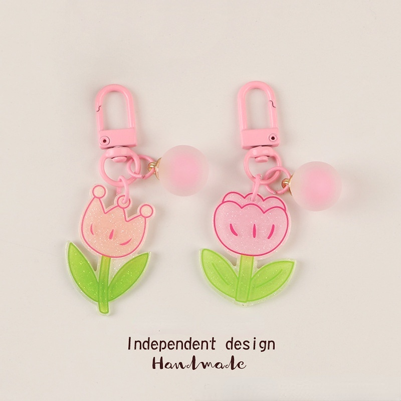 Móc Khóa Hình Vương Miện Và Hoa Nhựa Resin Màu Kẹo Sáng Tạo