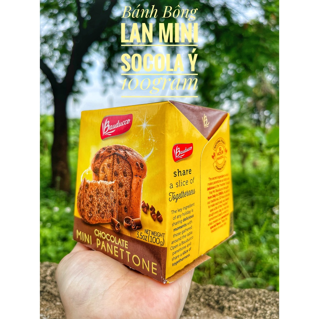 Bánh bông lan 80Gram men tự nhiên ⚡ GIÁ TỐT NHẤT ⚡ Bánh mì nhân Trái cây sấy và Socola Ý Panettone Bauducco 100g
