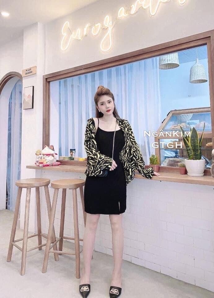 Set 2 món váy 2 dây kèm áo sơ mi from thụng