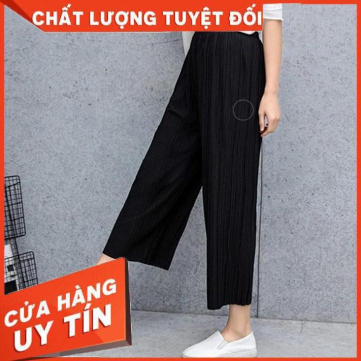 Quần lửng cao ống rộng xếp ly năng động cho nữ