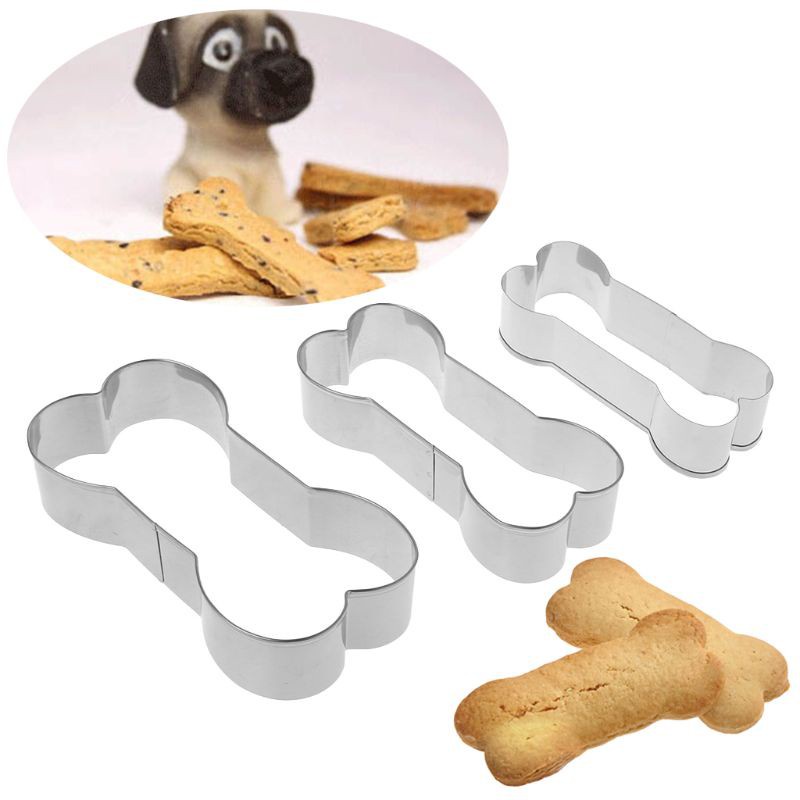 Bộ 3 Khuôn Cắt Bánh Quy Hình Xương Chó Bằng Thép Không Gỉ