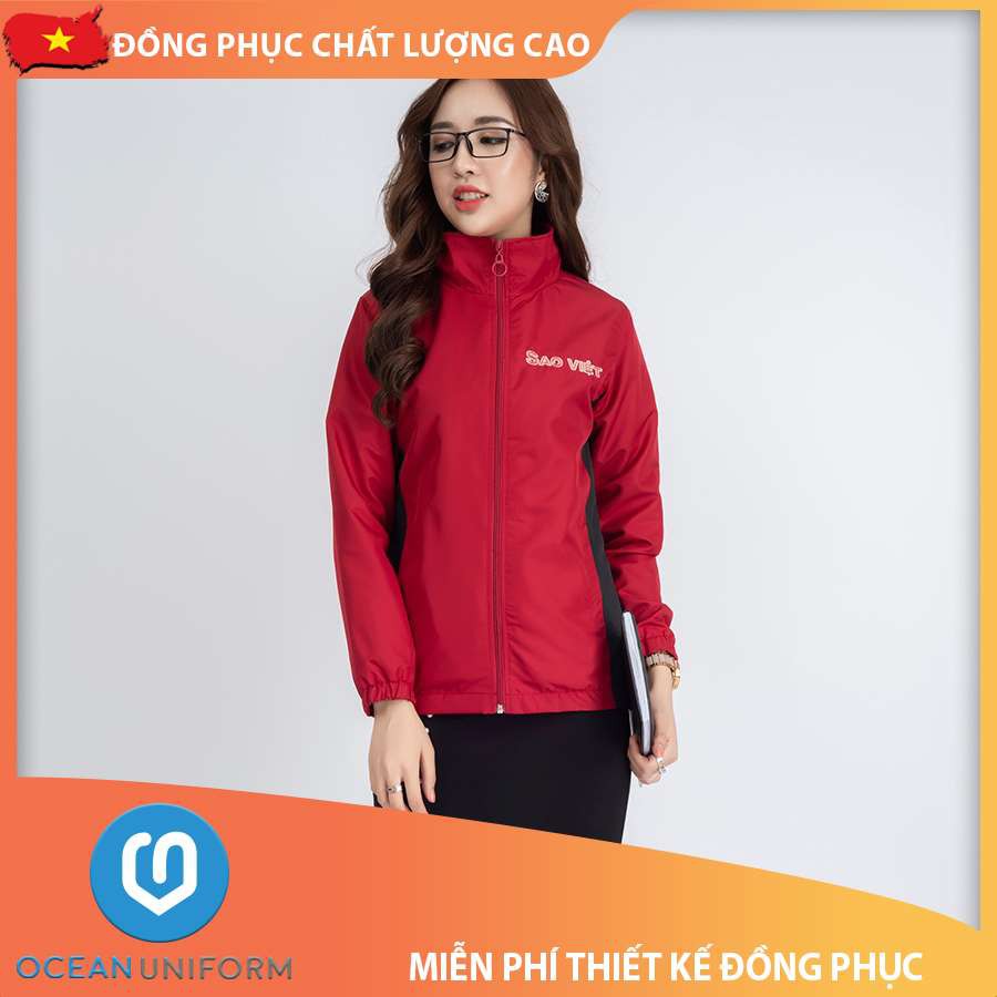 [OCEAN UNIFORM] Đồng phục áo khoác gió nam nữ màu đỏ đô