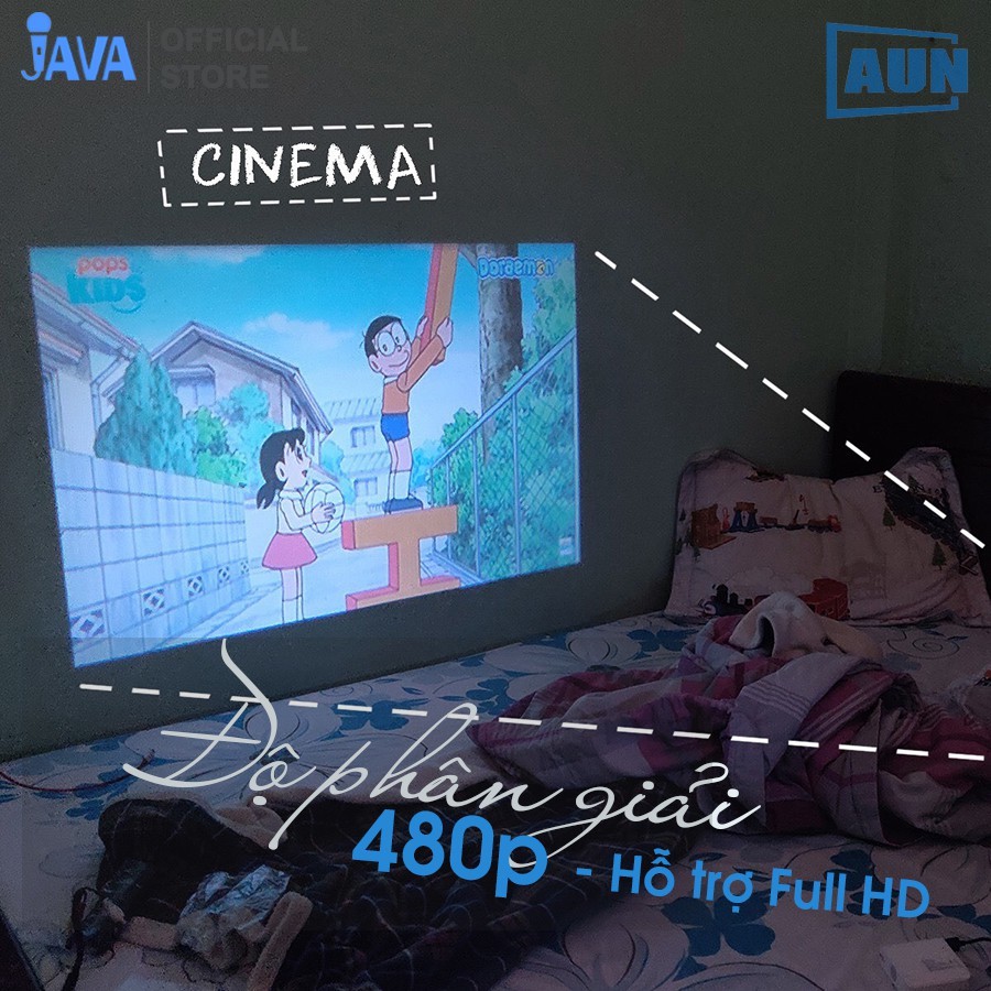 [VIDEO THỰC TẾ CHIẾU MÁY] Máy chiếu mini AUN C40 hỗ trợ fullhd 1080p và kết nối với điện thoại, laptop, máy tính