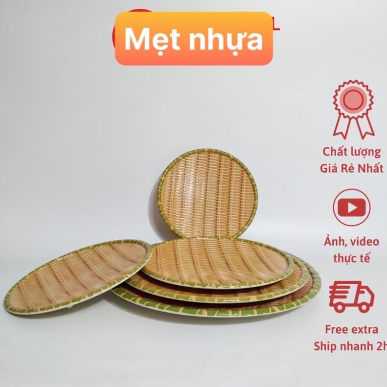 Đĩa Phíp Giả Tre Đan - Mẹt Đựng Đồ Ăn - Bún đậu
