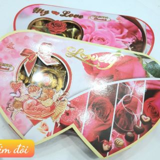 HỘP SOCOLA TRÁI TIM ĐÔI, QUÀ TẶNG DỊP LỄ VALENTINE, Hộp Lớn  27x17x4cm