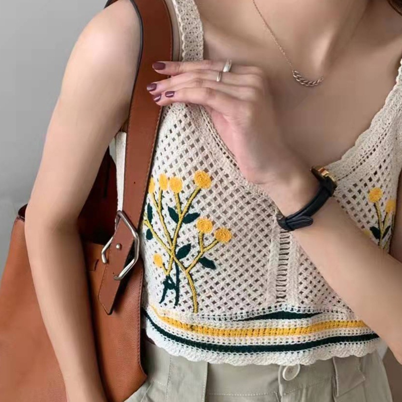 Áo lửng không tay thêu hoa quyến rũ dành cho nữ