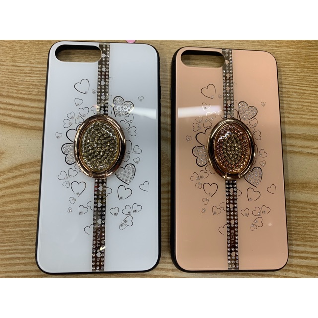 Ốp iphone 6G/7G/8G,6Plus/7Plus/8Plus dẻo viềng lưng kính kèm iring
