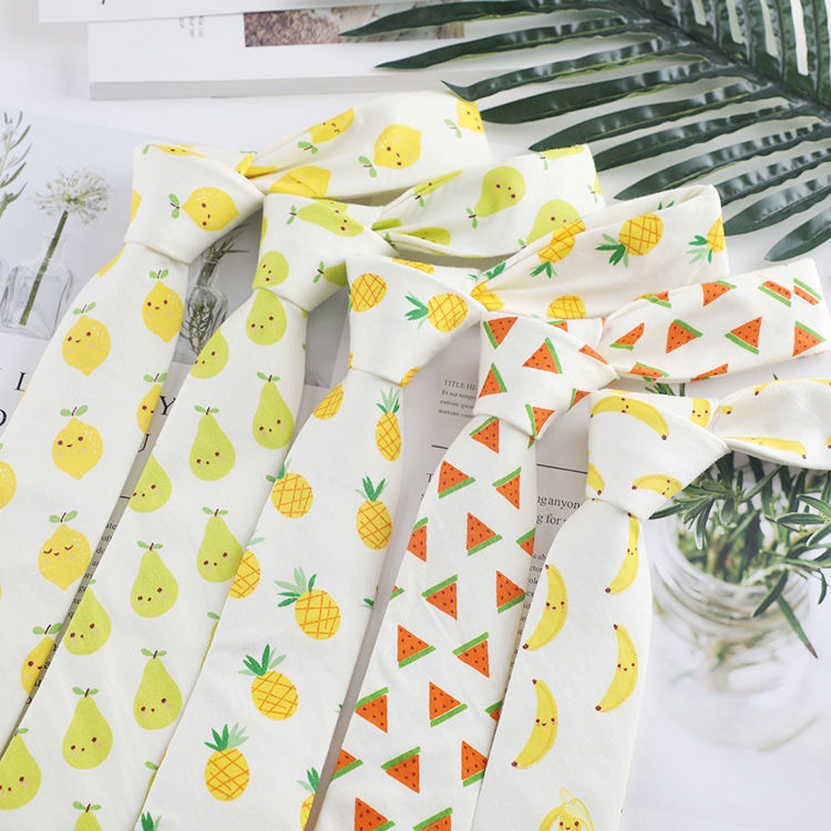 Cà Vạt Cotton 6CM Họa Tiết Trái Cây Hoạt Hình Phong Cách Preppy Hàn Quốc Thông Dụng Cho Nam Và Nữ