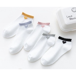 Sét 5 đôi tất trái tim cổ bèo Hàn Quốc xịn xò