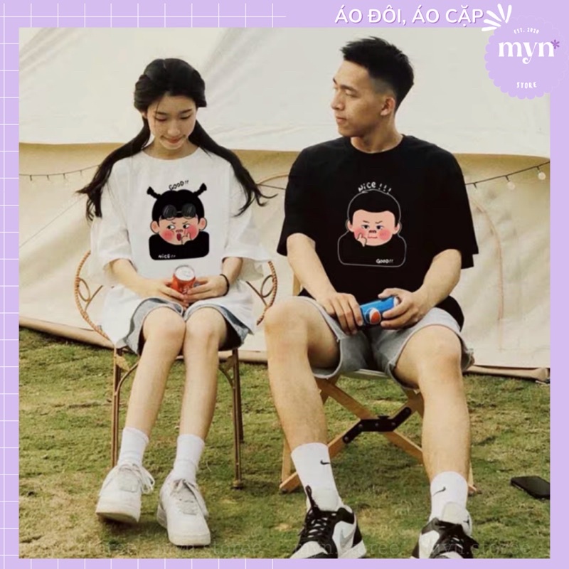 Áo thun cặp đôi chất cotton, form rộng siêu đẹp, Áo phông cặp đôi Unisex Nam Nữ