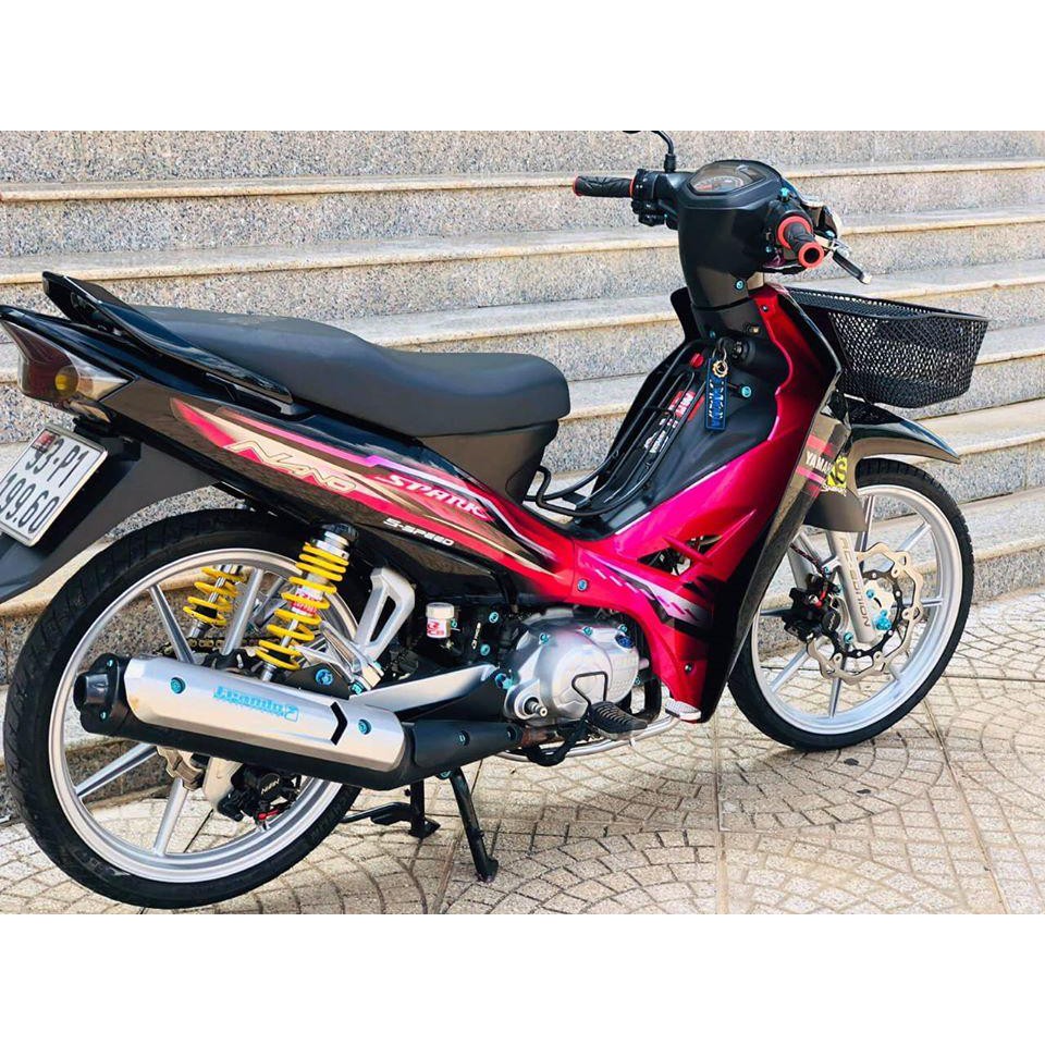 Tem trùm Sirius Hồng đen rc, độ team decal xe máy si spark rẻ đẹp