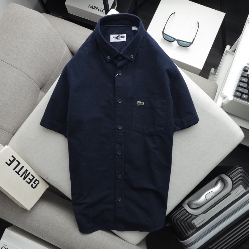 Áo sơ mi trơn ngắn tay nam công sở vải oxford 100% cotton LCST0001