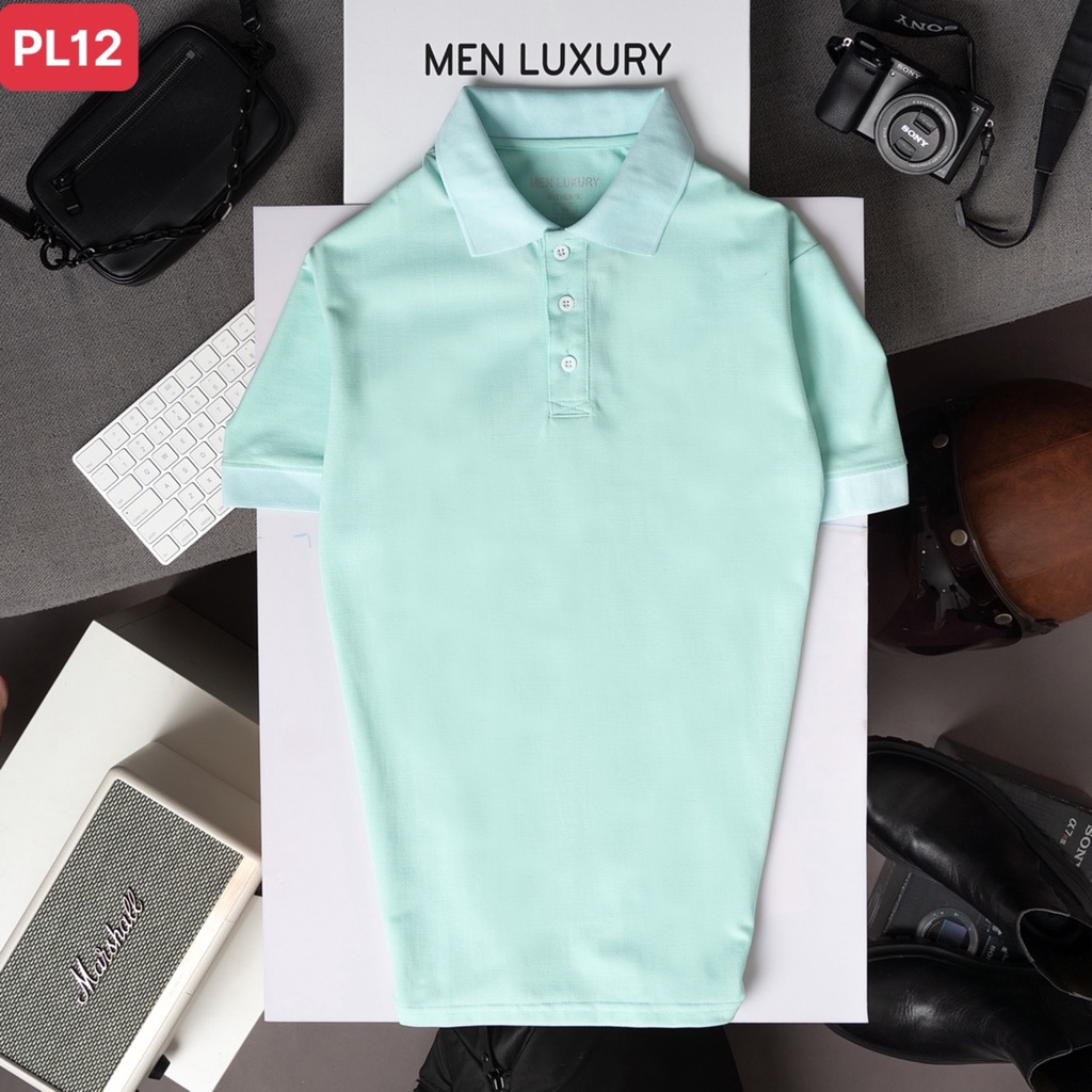 Áo thun Polo nam cổ bẻ MEN LUXURY vải cá sấu Cotton xuất xịn, Áo Polo trơn chuẩn form,sang trọng-lịch lãm