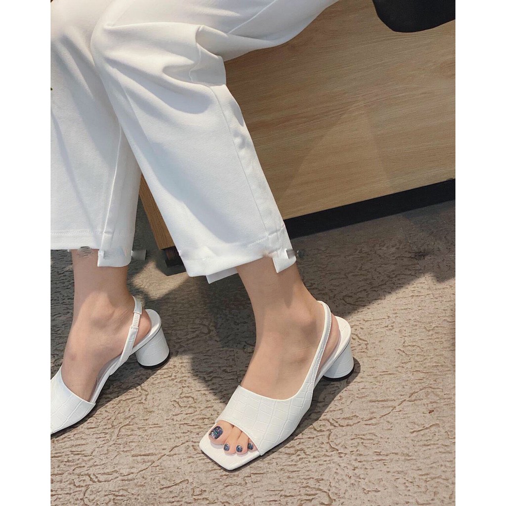 [ẢNH CHỤP] Giày Cao Gót Nữ Hàng Hiệu Giá Xưởng Sandal Quai Lệch Sành Điệu 5cm MS.GC.0110