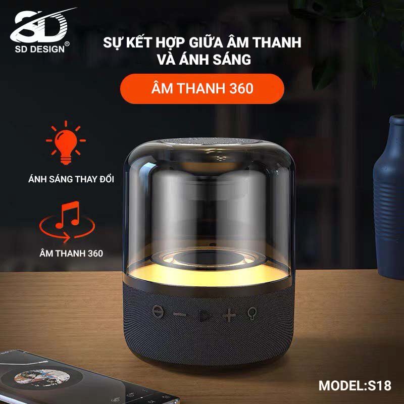 Loa Bluetooth mini S18 Không dây chính hãng SD Design Nghe Nhạc Hay, đèn led sống động.