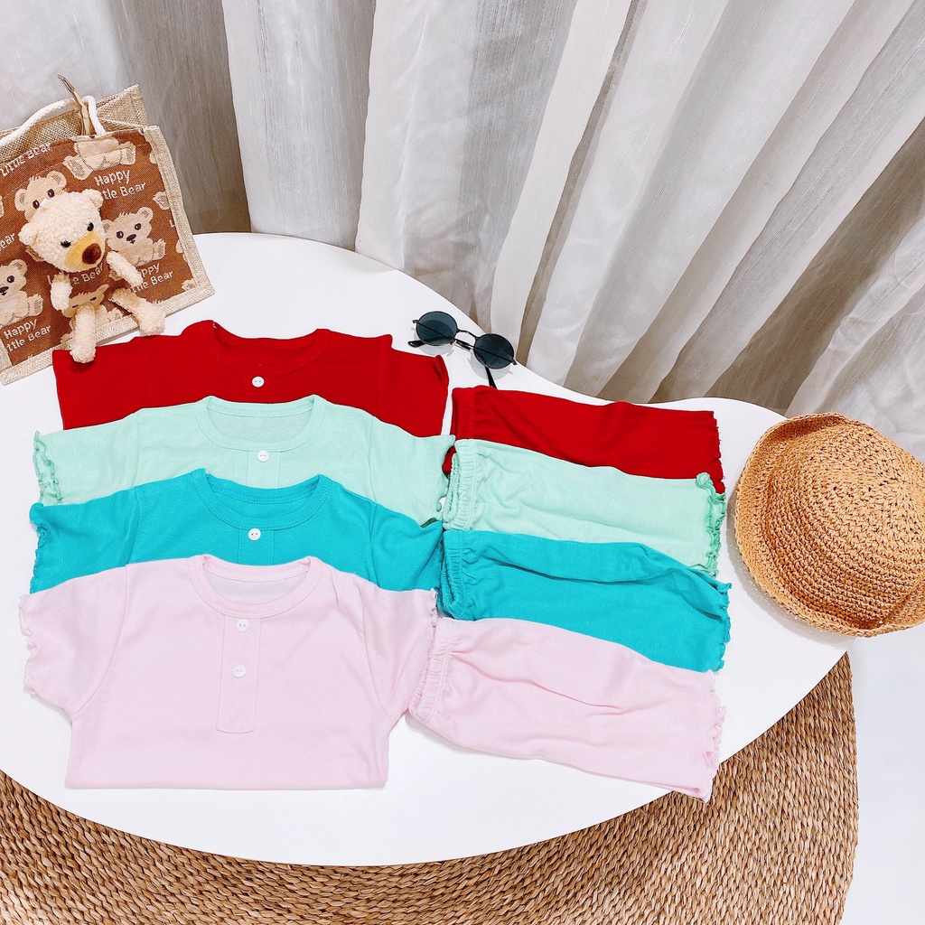 Bộ thun tăm 2 cúc dáng lỡ bo viền xinh xắn cho bé yêu 8-18kg SHOP BEECOW