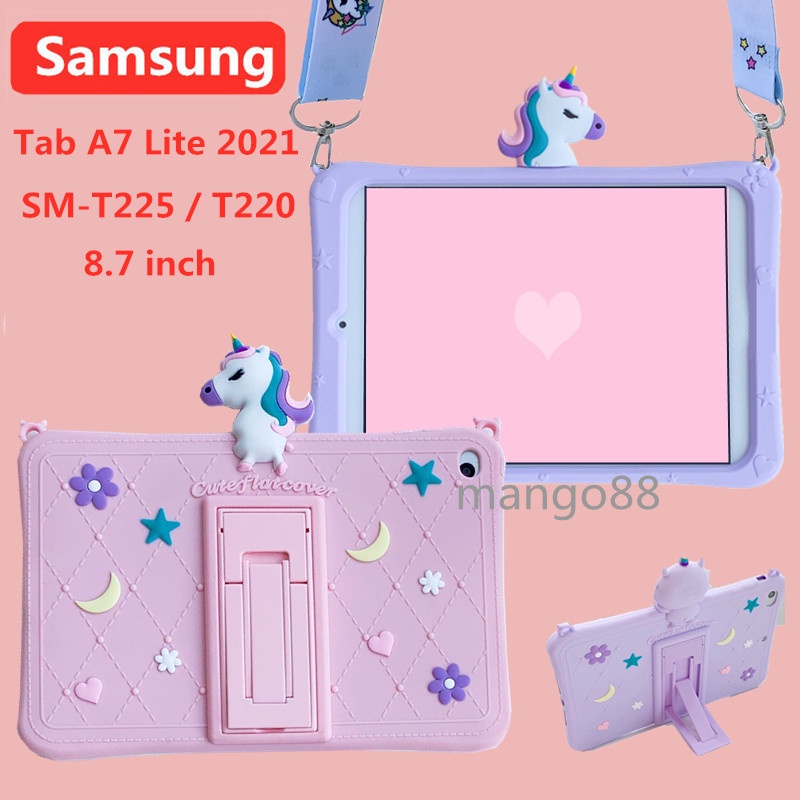 Ốp máy tính bảng họa tiết kỳ lân có dây đeo cho Samsung Tab A7 Lite 2021 SM-T225 SM-T220 8.7 inch