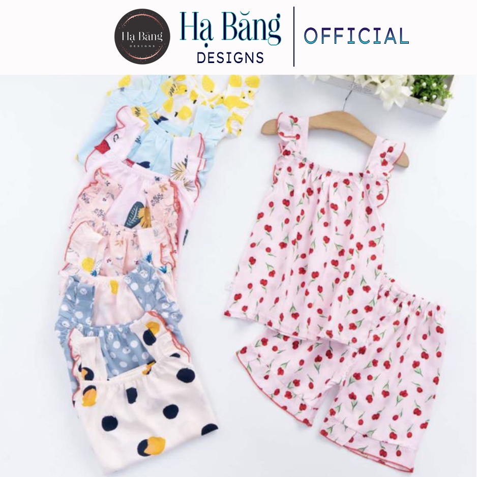 Váy bộ mặc nhà mùa hè cho bé gái Hạ Băng Designs vải cotton lụa mềm mịn 1-5 tuổi