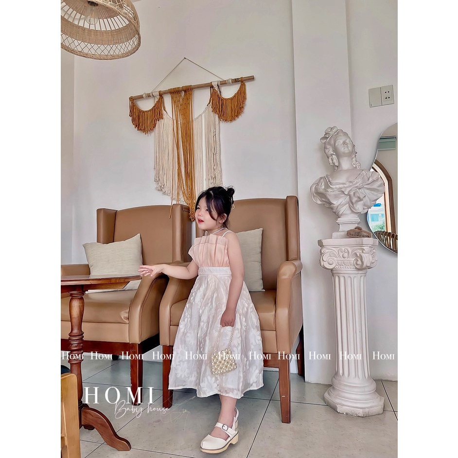 Váy công chúa cho bé gái 2 dây bèo ngực HOMI BABY HOUSE đầm công chúa cho bé gái dự tiệc dạo phố