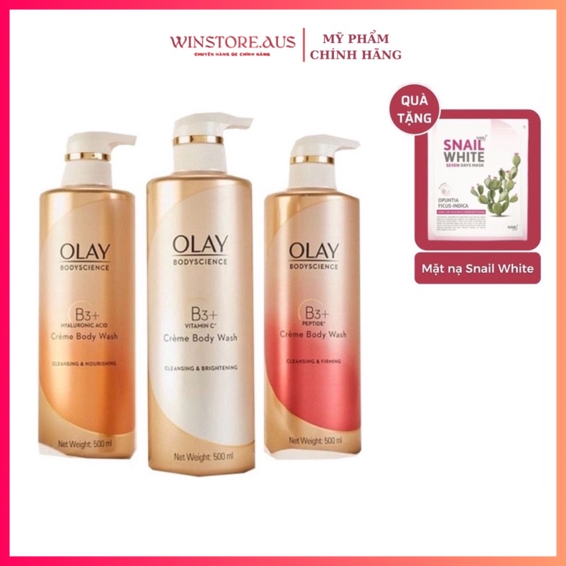 Sữa tắm Olay B3 Retinol/Peptide/Vitamin C dưỡng ẩm sáng da chống lão hóa 500ml