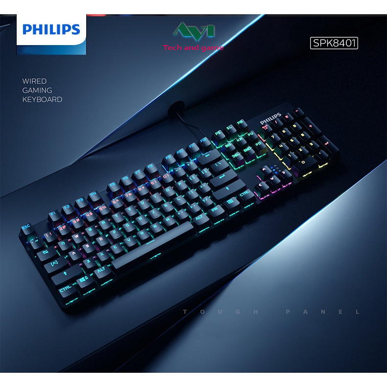 Bàn phím cơ Gaming PHILIPS SPK8401 chính hãng Bàn phím máy tính cơ dành cho game thủ - Bảo hành 12 tháng