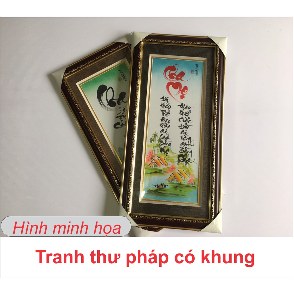 Thư pháp, Tranh thư pháp, tranh chữ Cha Mẹ, Nhẫn, Phúc Lộc, tranh thư pháp gia đinh