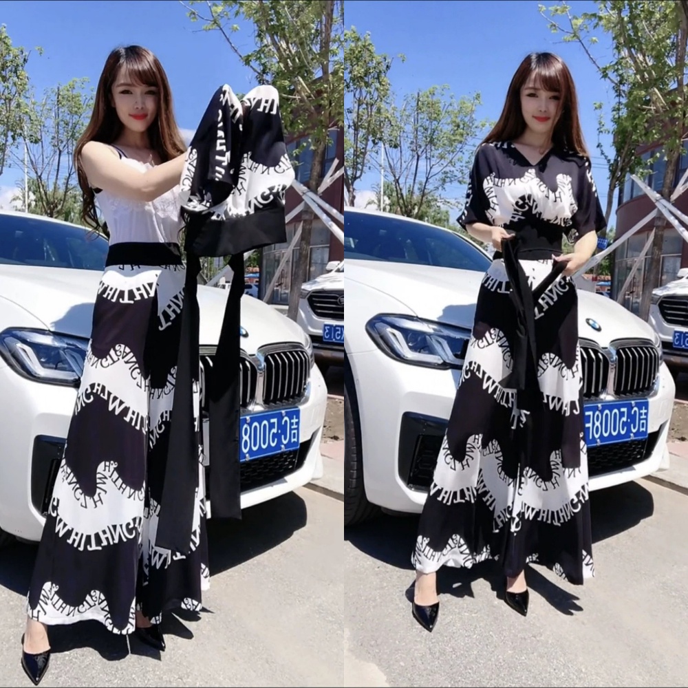 Sét Bộ Kann Model Cổ Tim Tay Lỡ Ống Rộng Họa Tiết Độc Đáo HB50