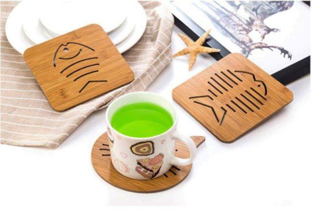 Set 3 miếng lót nồi bằng gỗ chịu nhiệt tốt, cứng cáp có đệm cao su chống trơn trượt