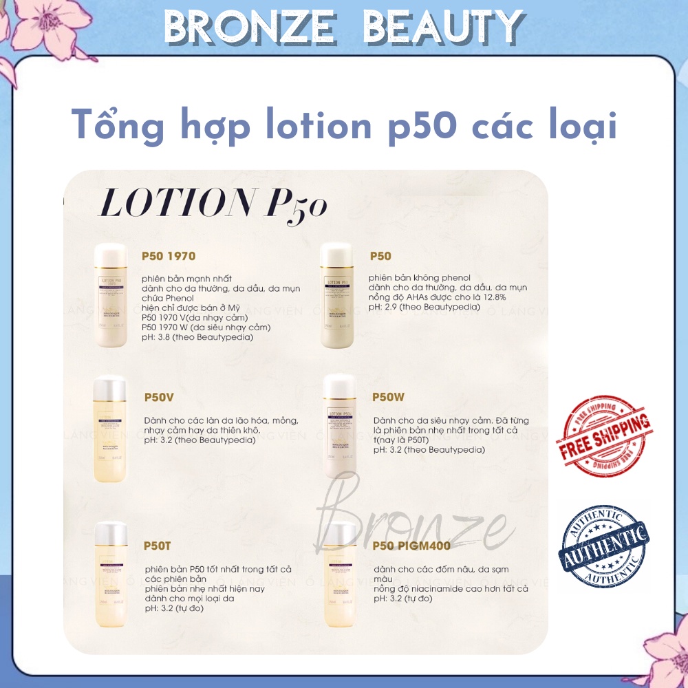 Tổng hợp dung dịch cân bằng và tái tạo da Lotion P50 chiết, hãng các loại