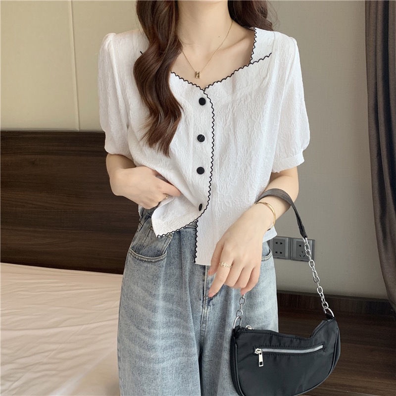 Áo Sơ Mi Voan In Họa Tiết Thời Trang Mùa Hè Pháp Dành Cho Nữ